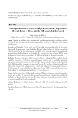 SB&ndash;008 Arabidopsis thaliana (Brassicaceae) İ&ccedil;in Laboratuvar