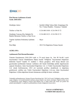 2014 Yılı Değerleme Firması Se&ccedil;imi İNDİR