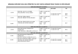 2014-2015 &Ouml;ğretim Yılı G&uuml;z Yarıyılı Final Juri Programları