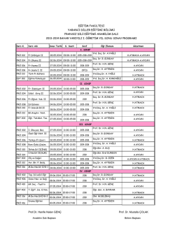 Fransızca &Ouml;ğretmenliği Final Sınav Programı