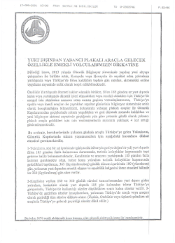 Yurt Dışından Yabacı Plakalı Ara&ccedil;la Gelecek &Ouml;zellikle Emekli