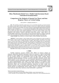 Dikey &Ouml;l&ccedil;eklemede Klasik Test ve Madde Tepki Kuramına Dayalı