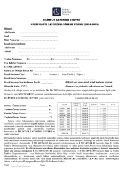 Mail Order Formu - Bilintur Catering