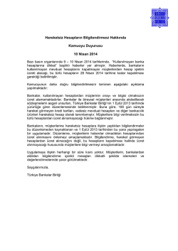 Hareketsiz Hesapların Bilgilendirmesi Hakkında Kamuoyu Duyurusu