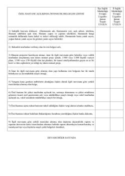 &Ouml;zel Hastane A&ccedil;ılışında İstenecek Belgeler