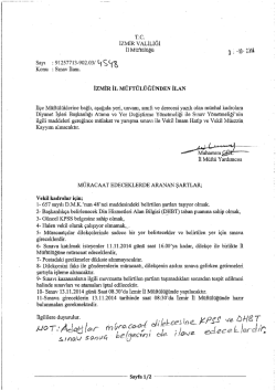 13.11.2014 Tarihinde Yapılacak Olan Vekil Sınav İlanıdır