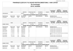 PINARBAŞI İLÇESİ 2013 YILI BUZAĞI DESTEKLEMESİ İCMAL-1
