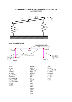 İKİ SERBESTLİK DERECELİ BİR SİSTEMİN ANSYS APDL İLE