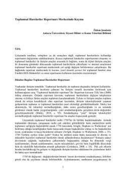 Toplumsal Hareketler Repertuarı Merkezinde Kayma