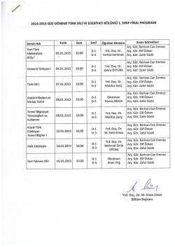 2014-2015 G&uuml;z D&Ouml;NEMİ T&Uuml;RK DiLi vE EDEBİYATI B&Ouml;L&Uuml;M&Uuml; 1
