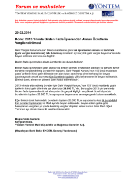 2013 Yılında Birden Fazla İşverenden Alınan &Uuml;cretlerin