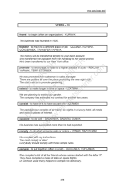 yds kelime listesi fiiller 10