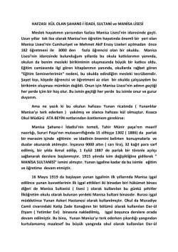 HAFZASI K&Uuml;L OLAN ŞAHANE-İ İDADİ, SULTANİ