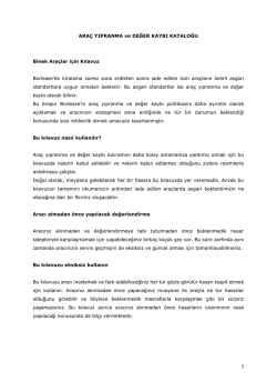 ARA&Ccedil; YIPRANMA ve DEĞER KAYBI KATALOĞU Binek Ara&ccedil;lar i&ccedil;in