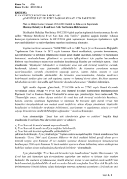 Plan ve B&uuml;t&ccedil;e Komisyonunun 09/12/2014 tarihli ve bila sayılı