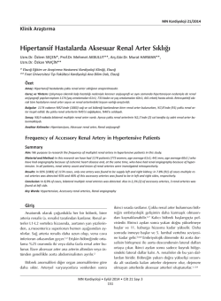 Hipertansif Hastalarda Aksesuar Renal Arter