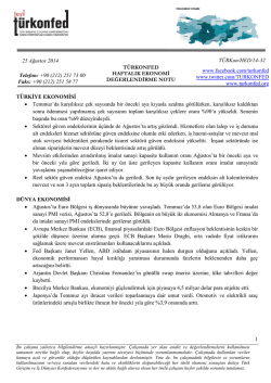 Haftalık Ekonomi Değerlendirme Raporu &ndash; 26.08.2014