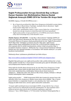 Sağlık Profesyonelleri Avrupa Genelinde Baş ve Boyun Kanser