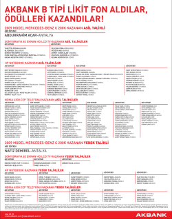 AKBANK B TİPİ LİKİT FoN ALDıLAR, oDuLLERı KAzANDıLAR!