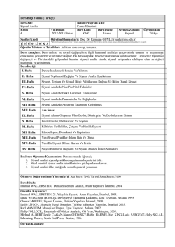 Ders Bilgi Formu (T&uuml;rk&ccedil;e) Ders Adı: Siyasal Analiz B&ouml;l&uuml;m/Program