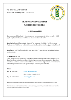 Deneysel Tıp Araştırma Enstit&uuml;s&uuml; III. Teorik ve Uygulamalı Western