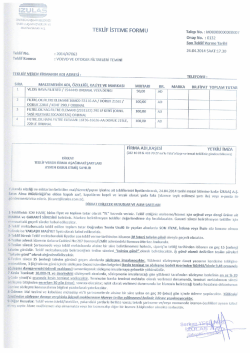 TEKLİF İSTEİVIE FORMU Talep No. : M00000000000007