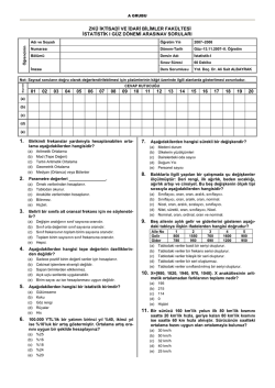 ISL223 İstatistik-I &Ouml;rnek Arasınavı-1