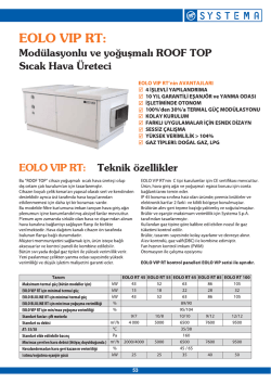 EOLO VIP RT/EOLO BLULINE RT Rooftop Cihazlar
