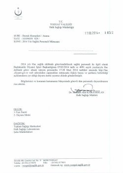 2014 Yılı Sağlık Personeli Hac Müracaatı ile ilgili resmi yazıya