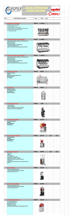 &Uuml;r&uuml;n Grubuna Ait Tabloyu İndir