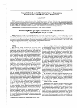 Sayısal G&ouml;r&uuml;nt&uuml; Analizi Yardımıyla Taze ve