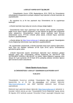 e-DEVLET KAPISI KAYIT İŞLEMLERİ Yükseköğretim Kurulu (YÖK