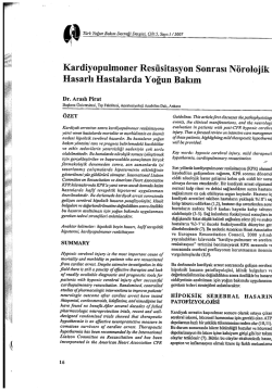 Kardiyopulmoner Resüsitasyon Sonrası Nörolojik Hasarlı