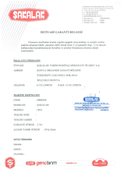 D&ouml;k&uuml;manlar İHTİYARİ GARANTİ BELGESİ