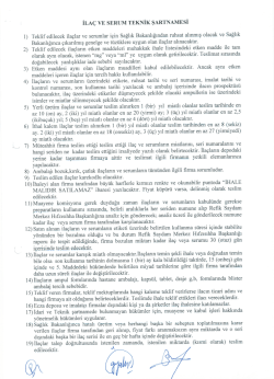 İLA&Ccedil; VE sERUM TEKNİK ŞARTNAMESİ