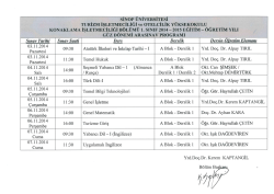 2014/2015 Akademik Yılı I. Sınıf G&uuml;z D&ouml;nemi Ara Sınavı