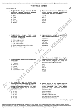A&Ouml;F T&uuml;rk Vergi Sistemi | 2014 Ara Sınav İNDİR