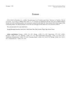 Erratum - Balkan Medical Journal