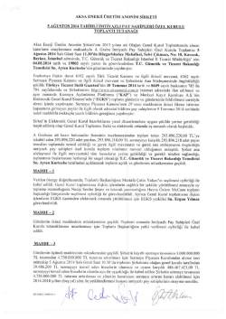 AKsA ENERJİ &Uuml;RETİM ANONİM ŞİRKETİ s AĞUSTOS 2014