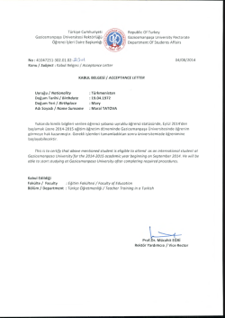 Maral TATOVA - Gaziosmanpaşa &Uuml;niversitesi