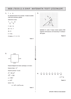 Matematik Testi &Ccedil;&ouml;z&uuml;m&uuml; - Fen Bilimleri Dershanesi