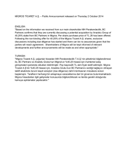 MİGROS TİCARET A.Ş. &ndash; Public Announcement
