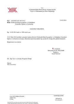 Konu : Sayı : 20330265-051.99/15321 13/03/2014 Elektronik Bilgi