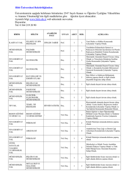 Hitit &Uuml;niversitesi Rekt&ouml;rl&uuml;ğ&uuml;nden: &Uuml;niversitemizin aşağıda