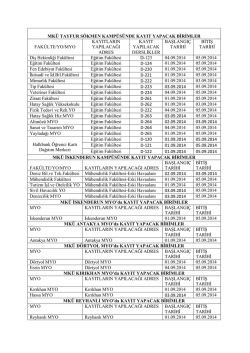 2014-2015 Kayıt Yerleri ve Tarihleri i&ccedil;in tıklayınız