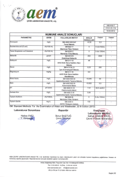 Laboratuvar Sorumlusu Raporttir NUMUNE ANALIZ
