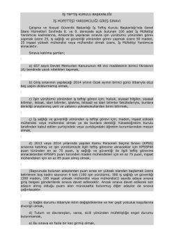 Ġġ TEFTĠġ KURULU BAġKANLIĞI Ġġ M&Uuml;FETTĠġĠ YARDIMCILIĞI