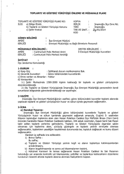 TOPLANTI vE G&Ouml;STERİ Y&Uuml;R&Uuml;Y&Uuml;Ş&Uuml; &ouml;NLEME vE M&Uuml;DAHALE PLANI