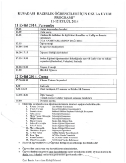 KUSADASI HAzıRLıK &Ouml;ĞRENCİLERİ İ&Ccedil;İN okULA UYUM