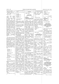 SAYFA 2 902 T&Uuml;RKİYE TİCARET SlClLİ GAZETESİ 3 NİSAN 2014